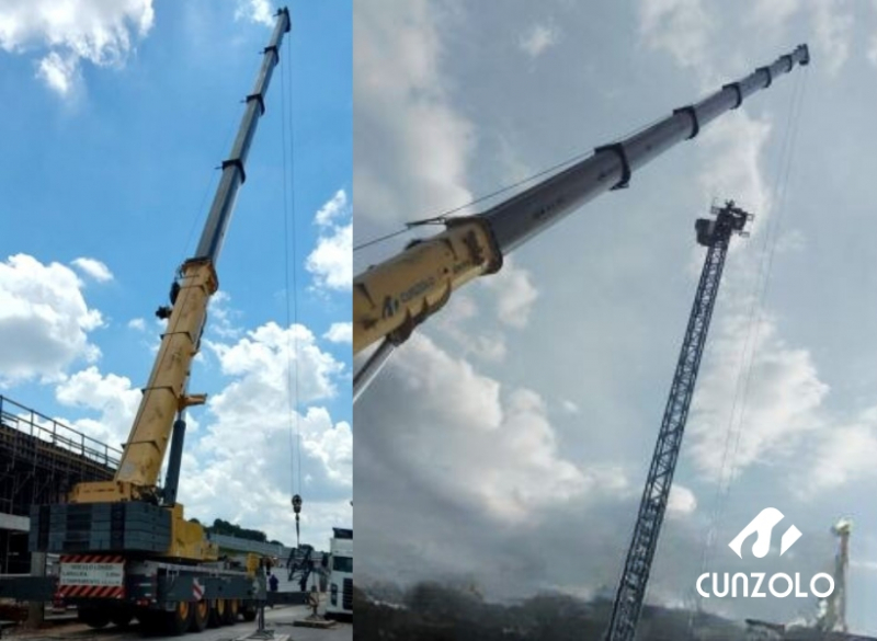 Operação de transporte pesado e içamento de carga na cidade de Bragança Paulista  SP, foi realizado com Carreta e Guindaste Rodoviário Cunzolo. 