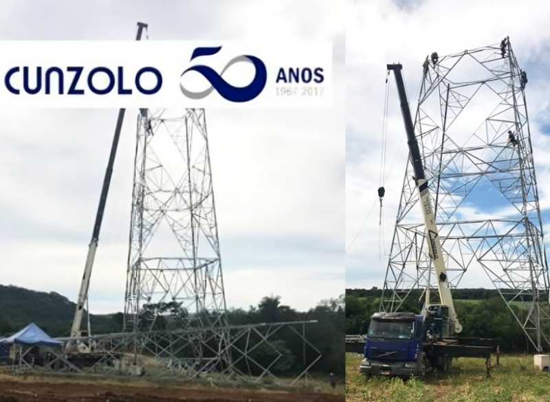 A Cunzolo realizou uma operação de Montagem de Torres de transmissão de Energia e Telecomunicações na cidade de Ibaté-SP