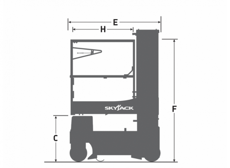 A Plataforma Tipo Mastro Vertical -  Skyjack SJ20E é indicada para trabalhos em altura até 7,77 metros, possui capacidade de peso de até 159 kg e peso total de 1139kg.